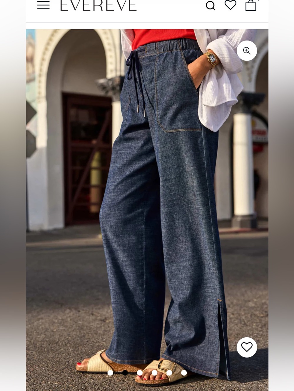 Evereve Light Blue Elastic Waist Denim Pants
